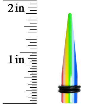 BodyCandy 0G Acrylic Retro Rainbow Straight Taper — lifestyle context