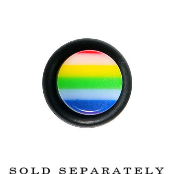 BodyCandy 0G Acrylic Retro Rainbow Straight Taper — detail close-up