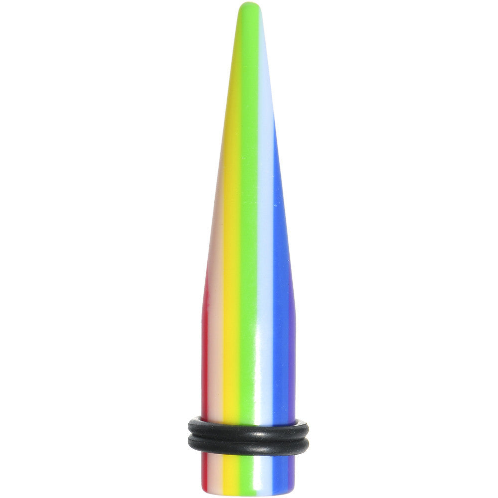 BodyCandy 00G Acrylic Retro Rainbow Straight Taper — main product shot