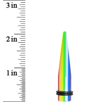 BodyCandy 00G Acrylic Retro Rainbow Straight Taper — lifestyle context
