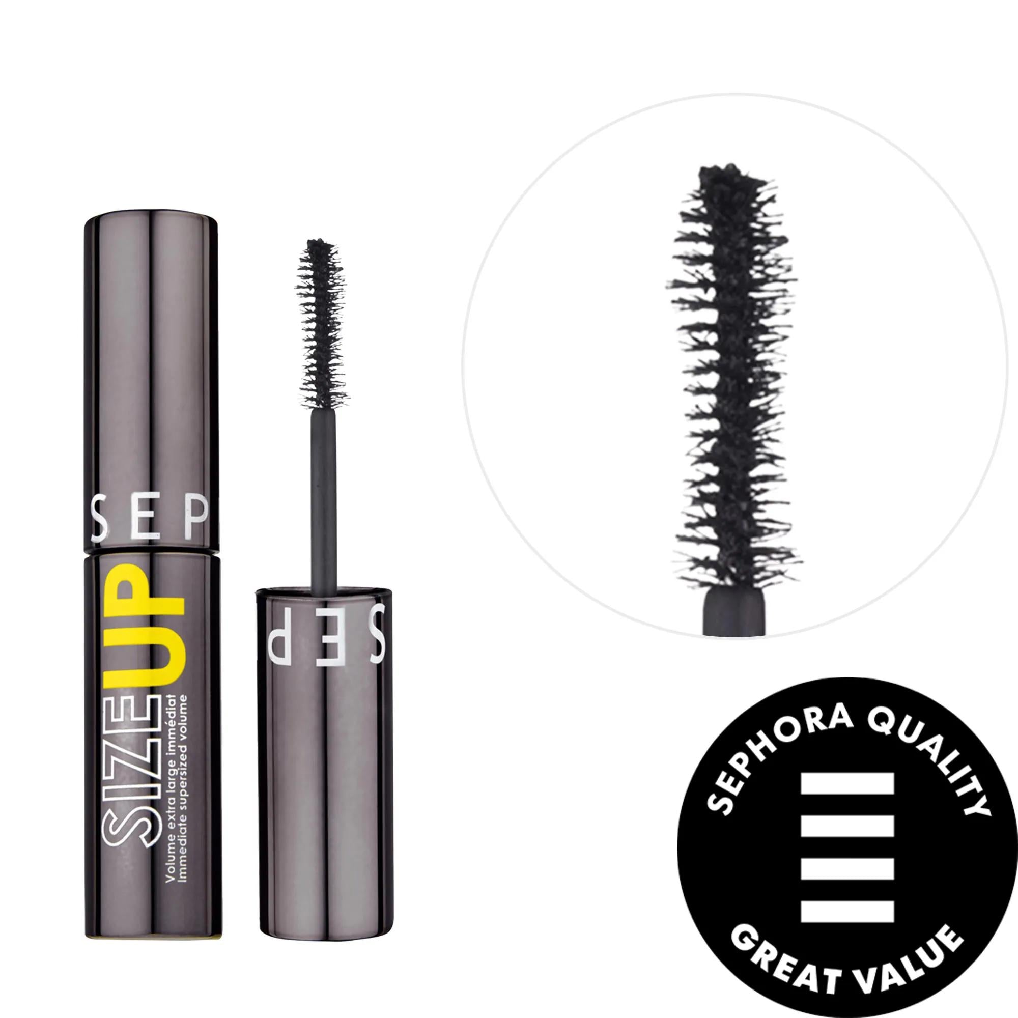Size Up Volumizing Mascara: Vegan, Lengthening & Curling for Dramatic Lashes | Ultra-Pigmented, Buildable Volume, Long Lasting Formula
