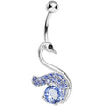 BodyCandy Blue Gem Graceful Paved Swan Belly Ring — main product shot