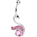 BodyCandy Pink Gem Graceful Paved Swan Belly Ring — main product shot