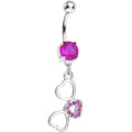BodyCandy Fuchsia Pink Gem Flowing Hearts Belly Ring — main product shot