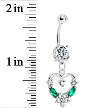 BodyCandy Crystalline Gem Heart Wreath Belly Ring — detail close-up