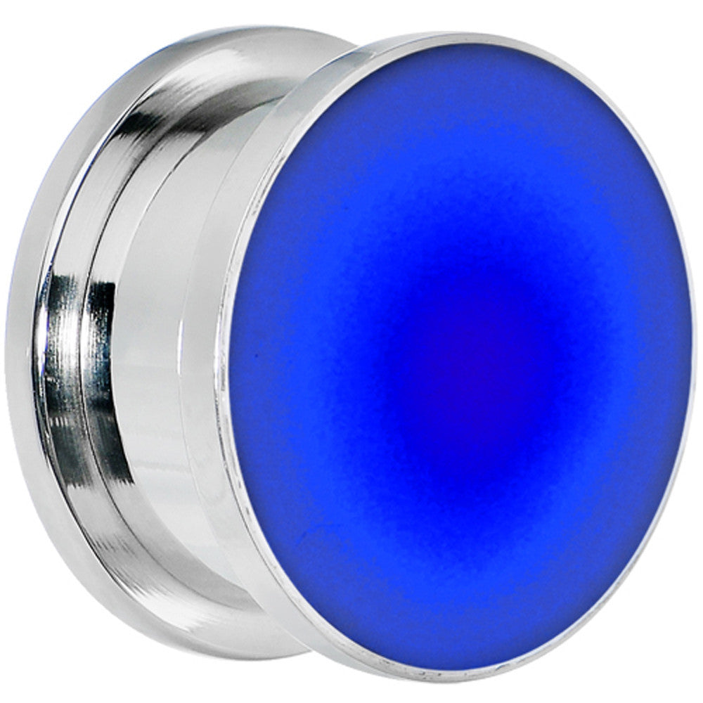 BodyCandy 18mm Stainless Steel Blue LED Light Up Screw Fit Plug — main product shot