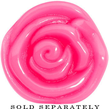 BodyCandy 7/8 Pink Rose Flower Acrylic Saddle Plug — detail close-up