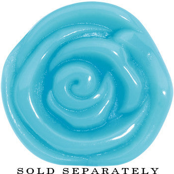 BodyCandy 9/16 Blue Rose Flower Acrylic Saddle Plug — detail close-up
