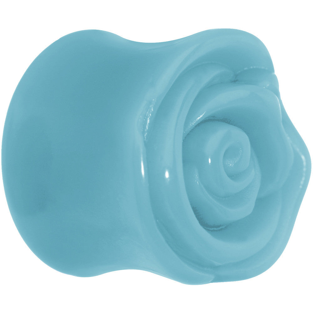 BodyCandy 18mm Blue Rose Flower Acrylic Saddle Plug — main product shot