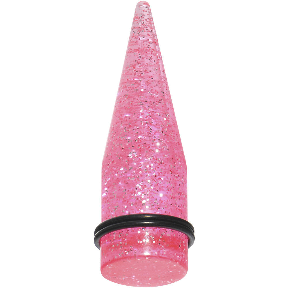 BodyCandy 20mm Pink Acrylic Silver Glitter Taper — main product shot