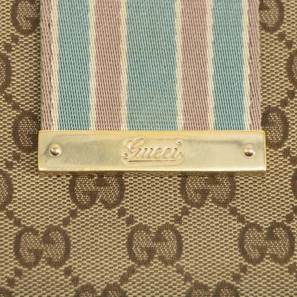Bolt Boutique Gucci Beige & Pink GG Canvas French Flap Long Wallet #3920 — lifestyle context