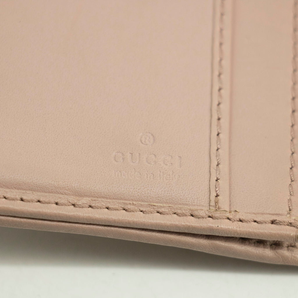 Bolt Boutique Gucci Beige & Pink GG Canvas French Flap Long Wallet #3920 — in-use photo