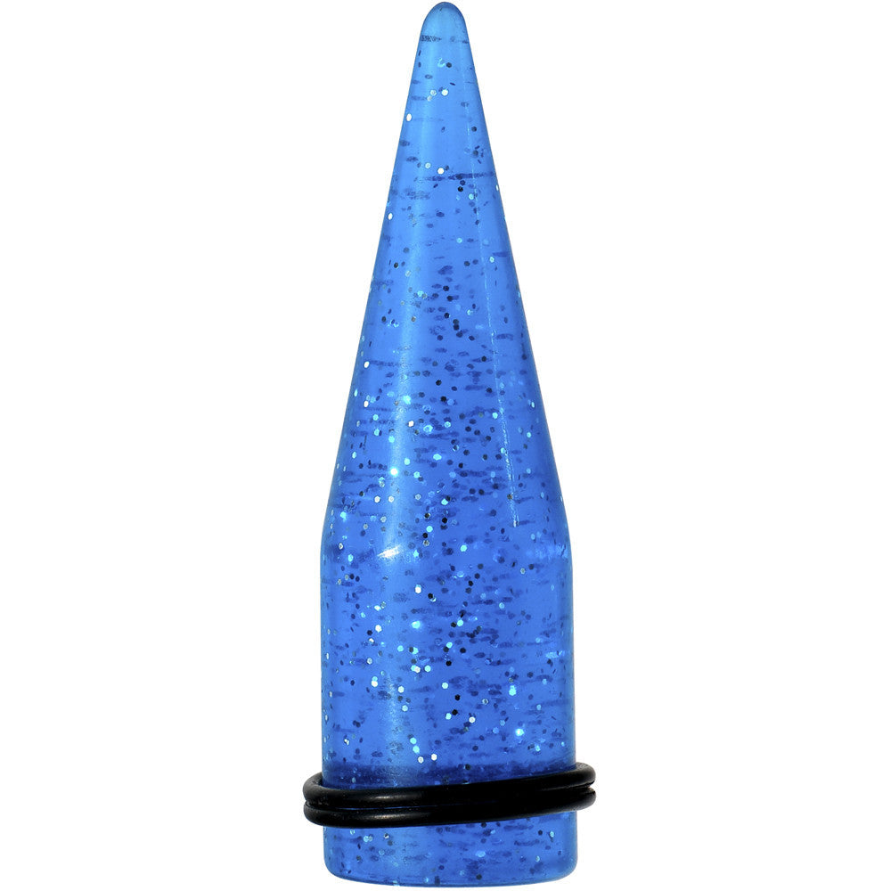 BodyCandy 20mm Blue Acrylic Silver Glitter Taper — main product shot