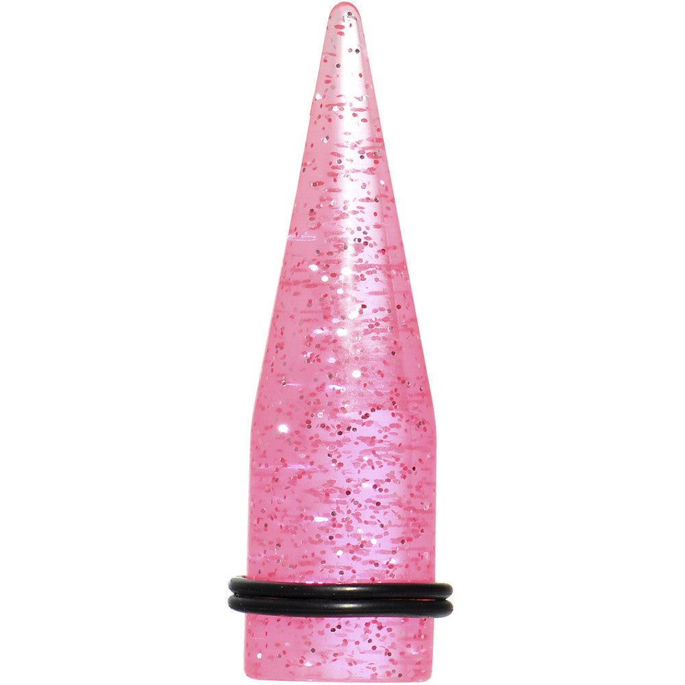 BodyCandy 18mm Pink Acrylic Silver Glitter Taper — main product shot