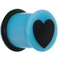 BodyCandy 5/8 Blue Acrylic Black Heart Single Flare Plug — main product shot