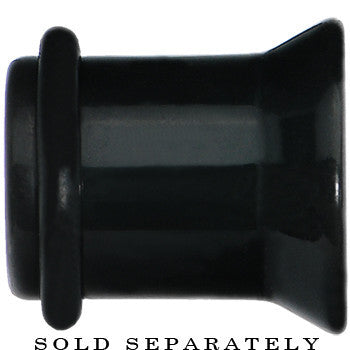 BodyCandy 5/8 Black Acrylic Pink Heart Single Flare Plug — detail close-up