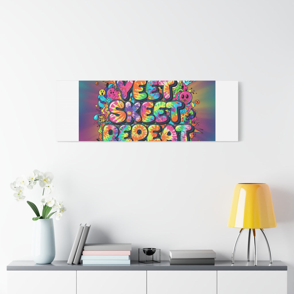 Yeet Skeet Repeat Canvas | Slogan & Glitch Graphic, Meme Phrase Wall Art