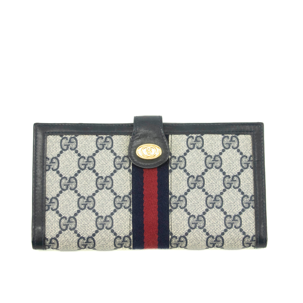 Bolt Boutique Gucci Canvas Coded Blue Ophidia Long Wallet #3947 — main product shot