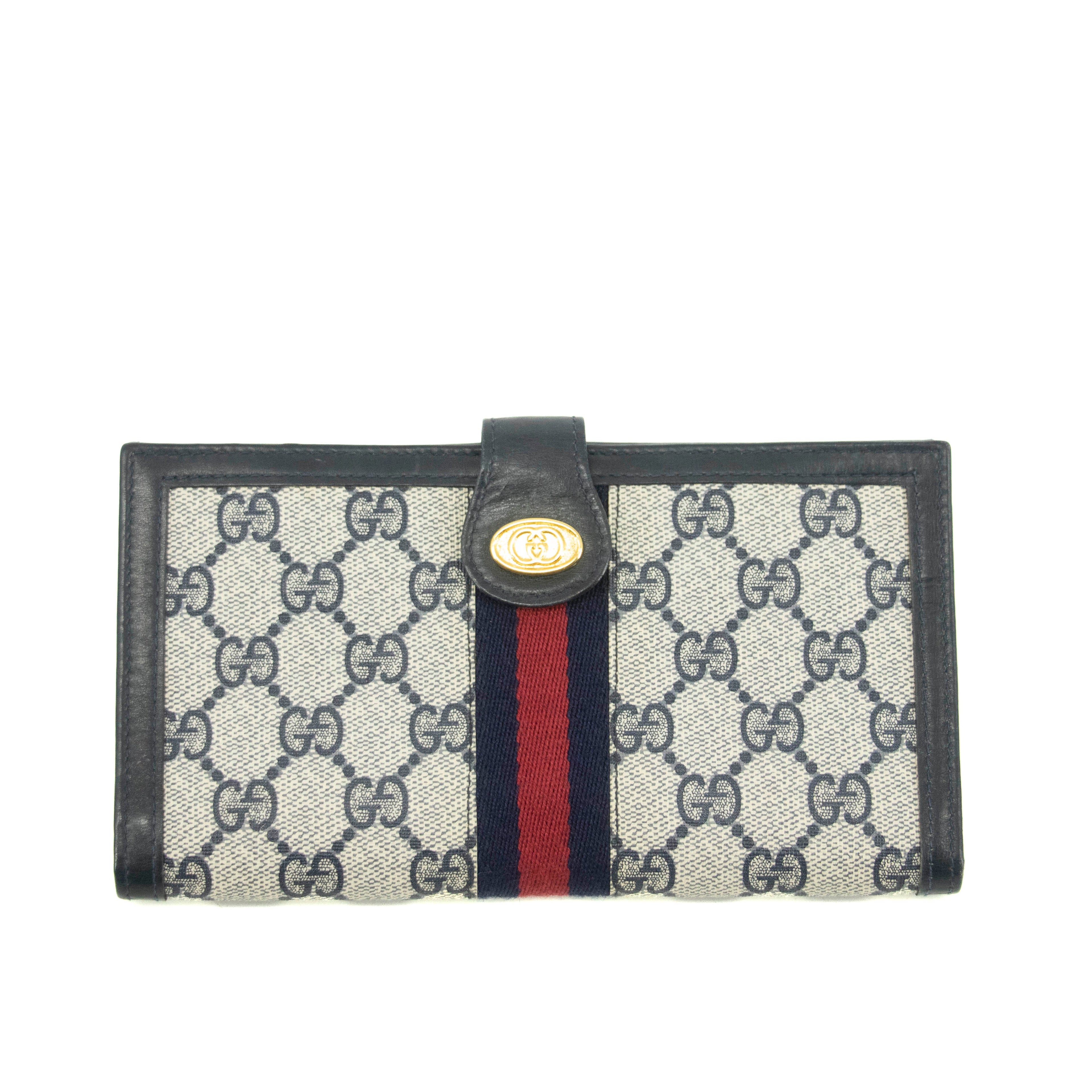 Bolt Boutique Gucci Canvas Coded Blue Ophidia Long Wallet #3947 — main product shot