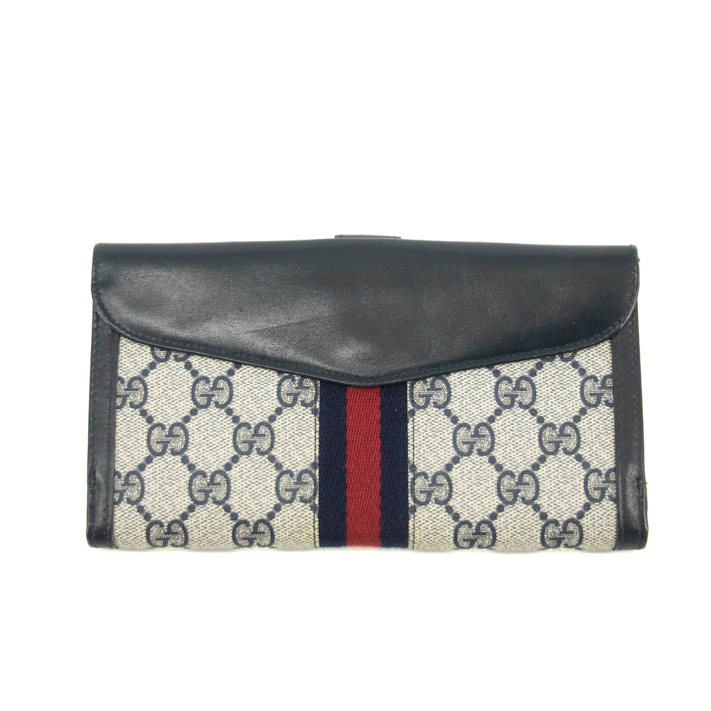 Bolt Boutique Gucci Canvas Coded Blue Ophidia Long Wallet #3947 — detail close-up