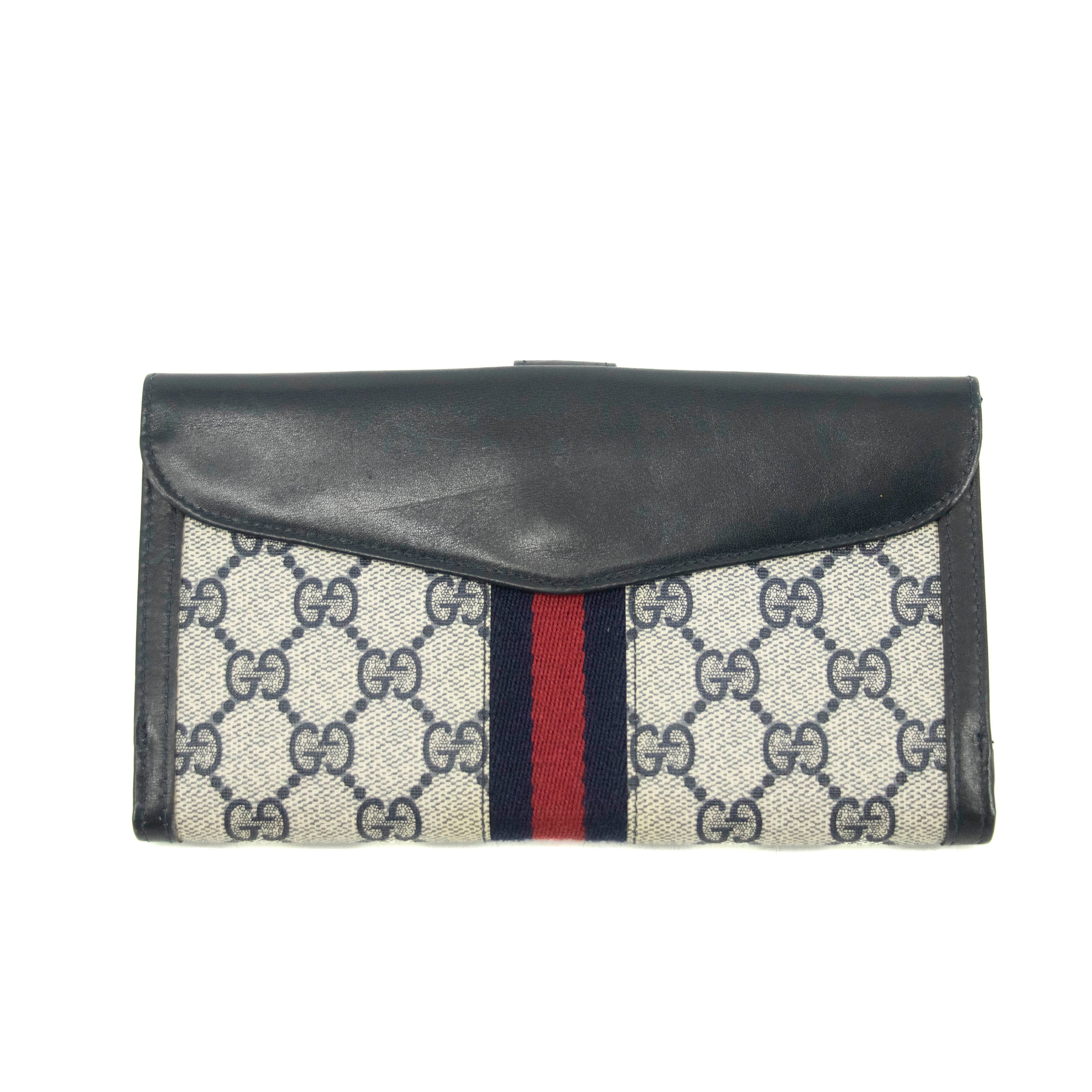 Bolt Boutique Gucci Canvas Coded Blue Ophidia Long Wallet #3947 — detail close-up
