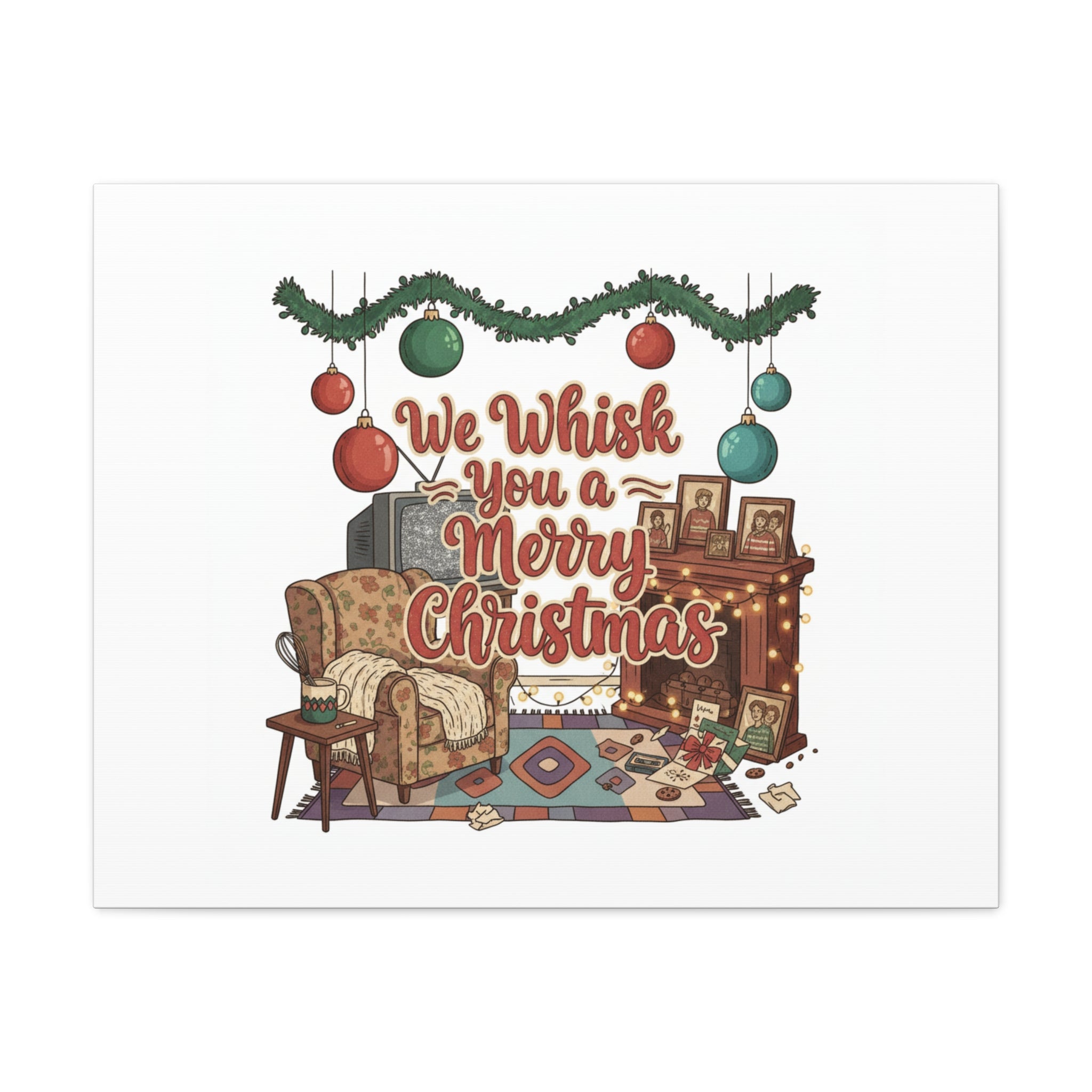 We Whisk You a Merry Christmas Canvas | Retro Christmas Decor, Vintage Holiday Print