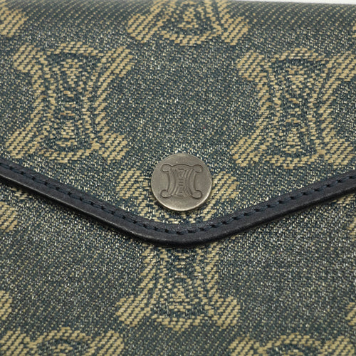 Bolt Boutique Celine Triomphe Canvas Blue and Grey Fine Strap Wallet #3962 — detail close-up