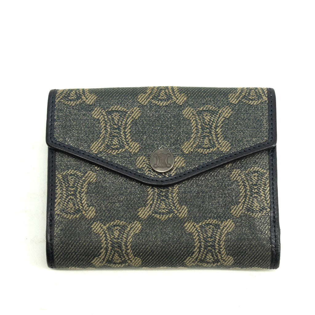 Bolt Boutique Celine Triomphe Canvas Blue and Grey Fine Strap Wallet #3962 — lifestyle context