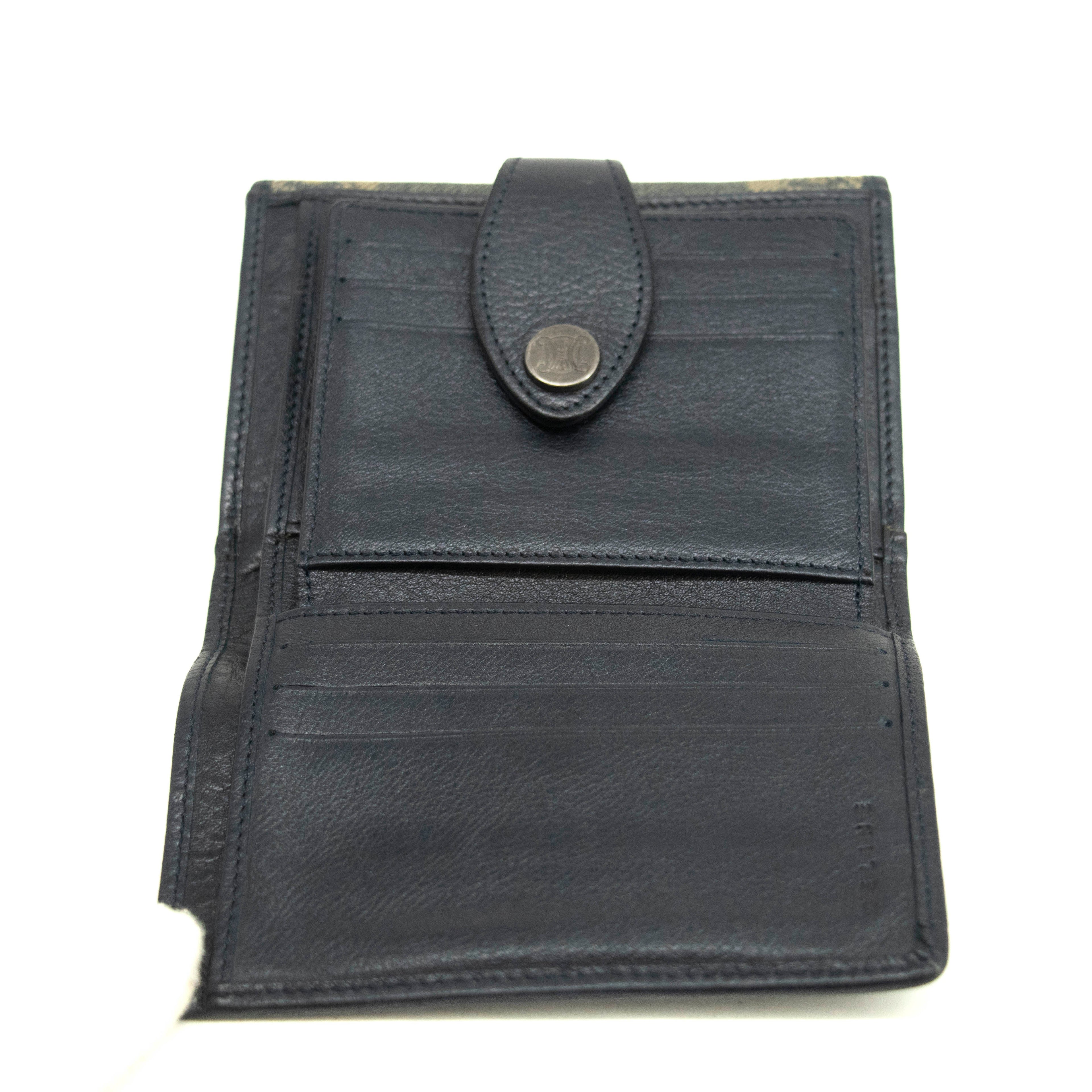 Bolt Boutique Celine Triomphe Canvas Blue and Grey Fine Strap Wallet #3962 — side view