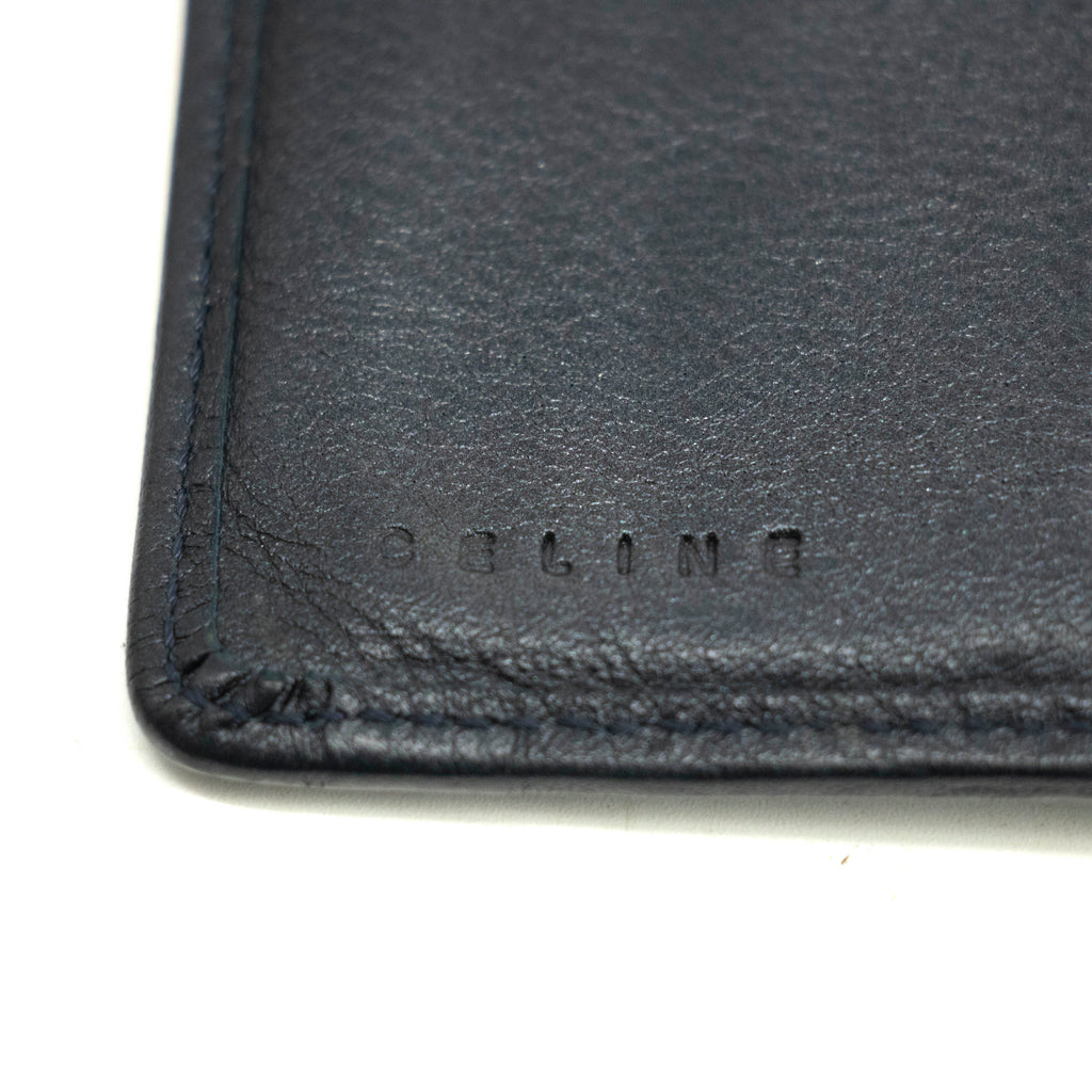 Bolt Boutique Celine Triomphe Canvas Blue and Grey Fine Strap Wallet #3962 — back view