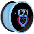 BodyCandy 20mm Blue Acrylic Heart Owl Single Flare Plug — main product shot