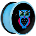 BodyCandy 24mm Blue Acrylic Heart Owl Single Flare Plug — main product shot