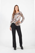 KADOU BOUTIQUE Mixed Media Long Sleeve Top — main product shot
