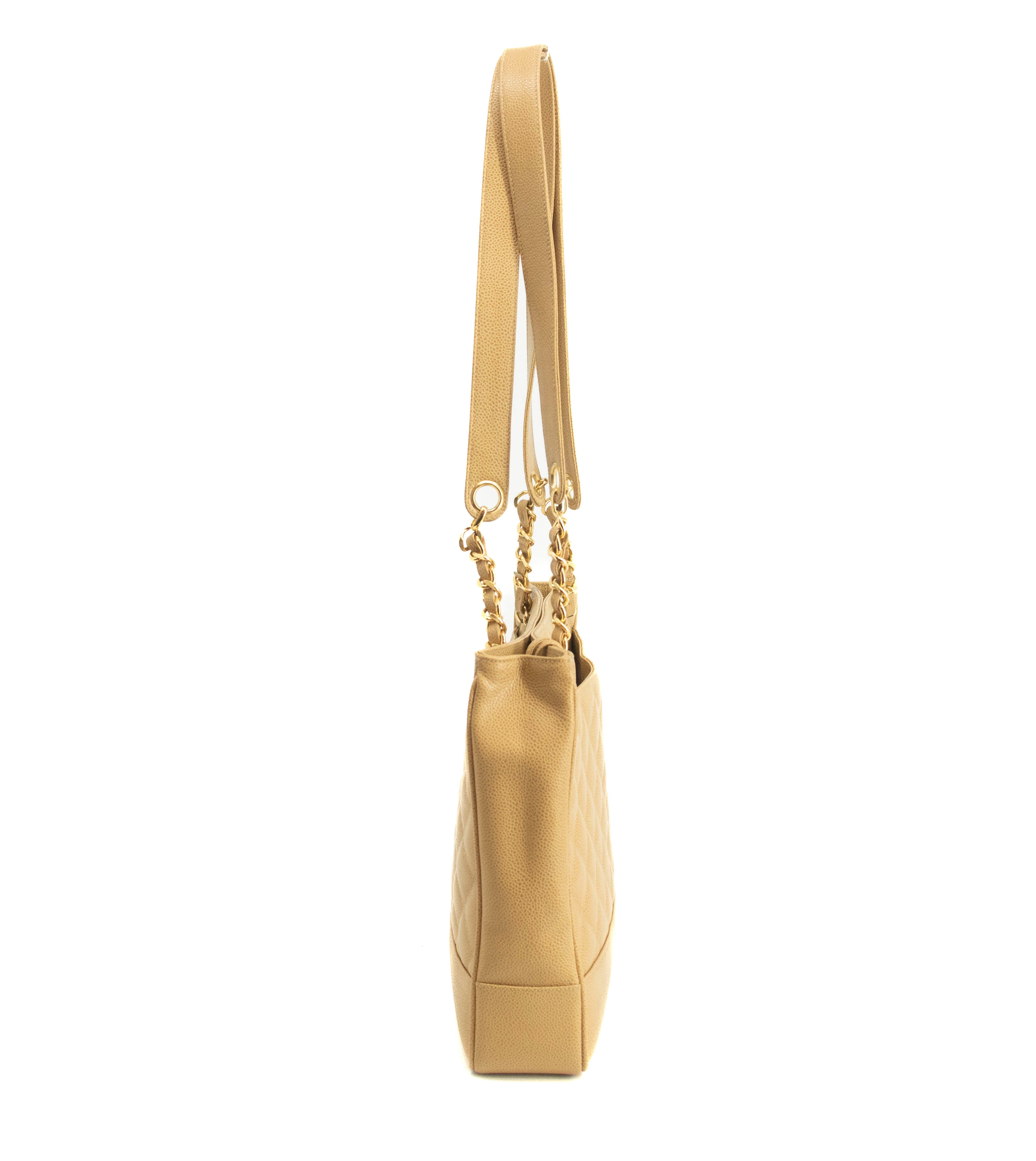 Bolt Boutique Chanel Beige Caviar Skin Quilted Matelase Shoulder Bag #3971 — detail close-up