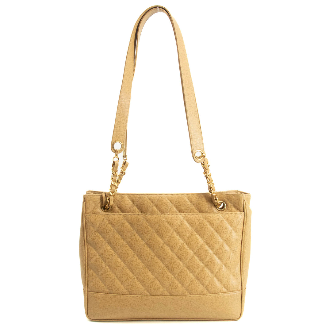 Bolt Boutique Chanel Beige Caviar Skin Quilted Matelase Shoulder Bag #3971 — lifestyle context