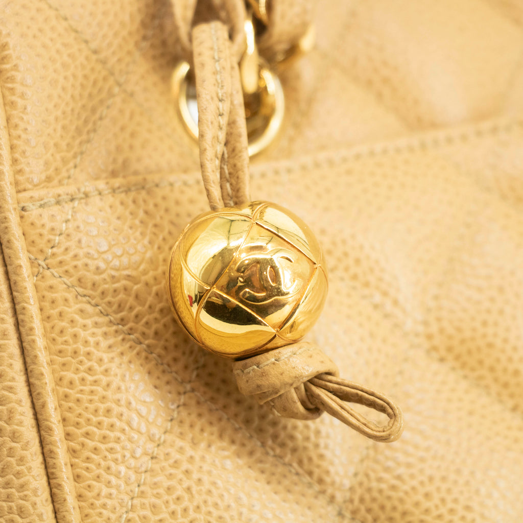 Bolt Boutique Chanel Beige Caviar Skin Quilted Matelase Shoulder Bag #3971 — side view