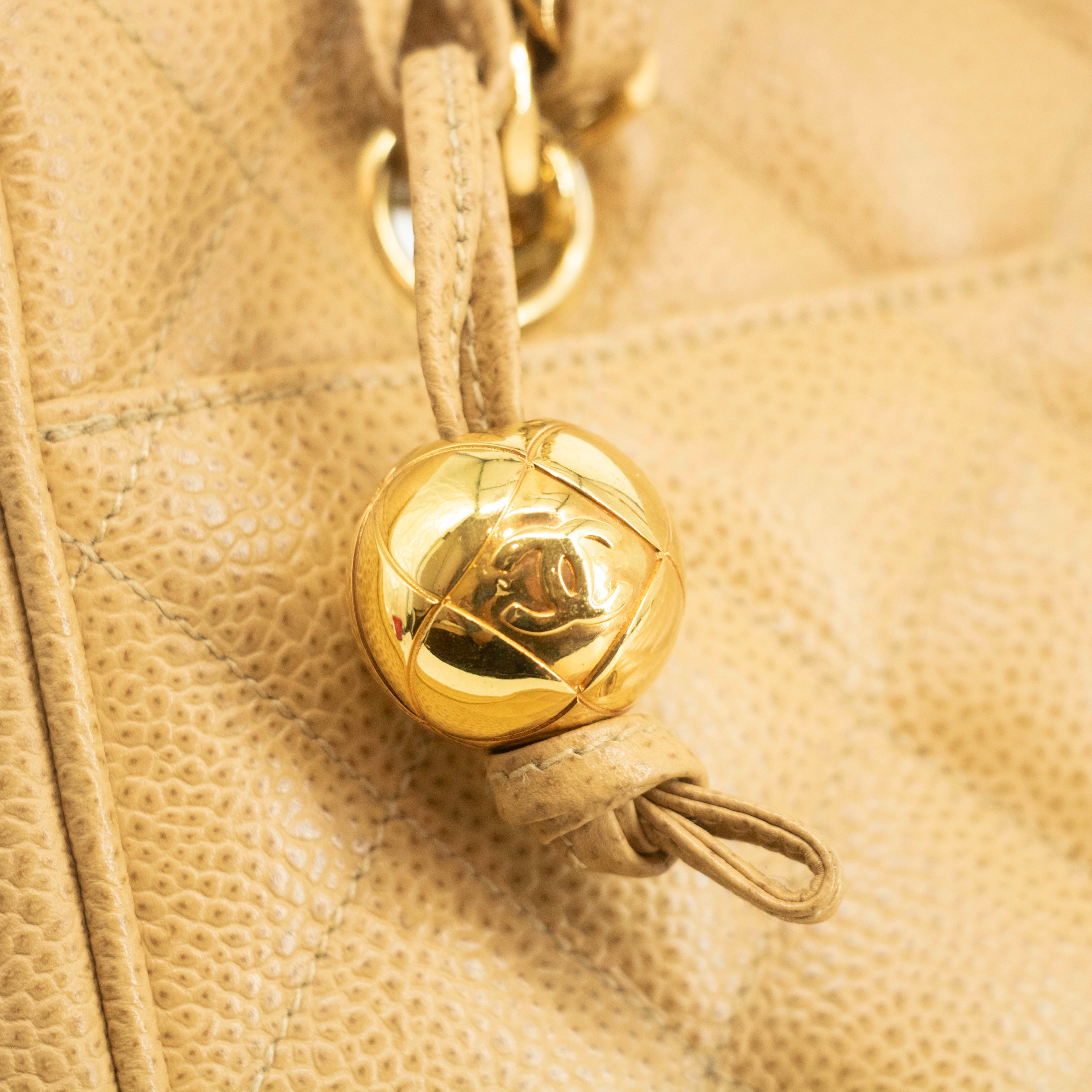 Bolt Boutique Chanel Beige Caviar Skin Quilted Matelase Shoulder Bag #3971 — side view