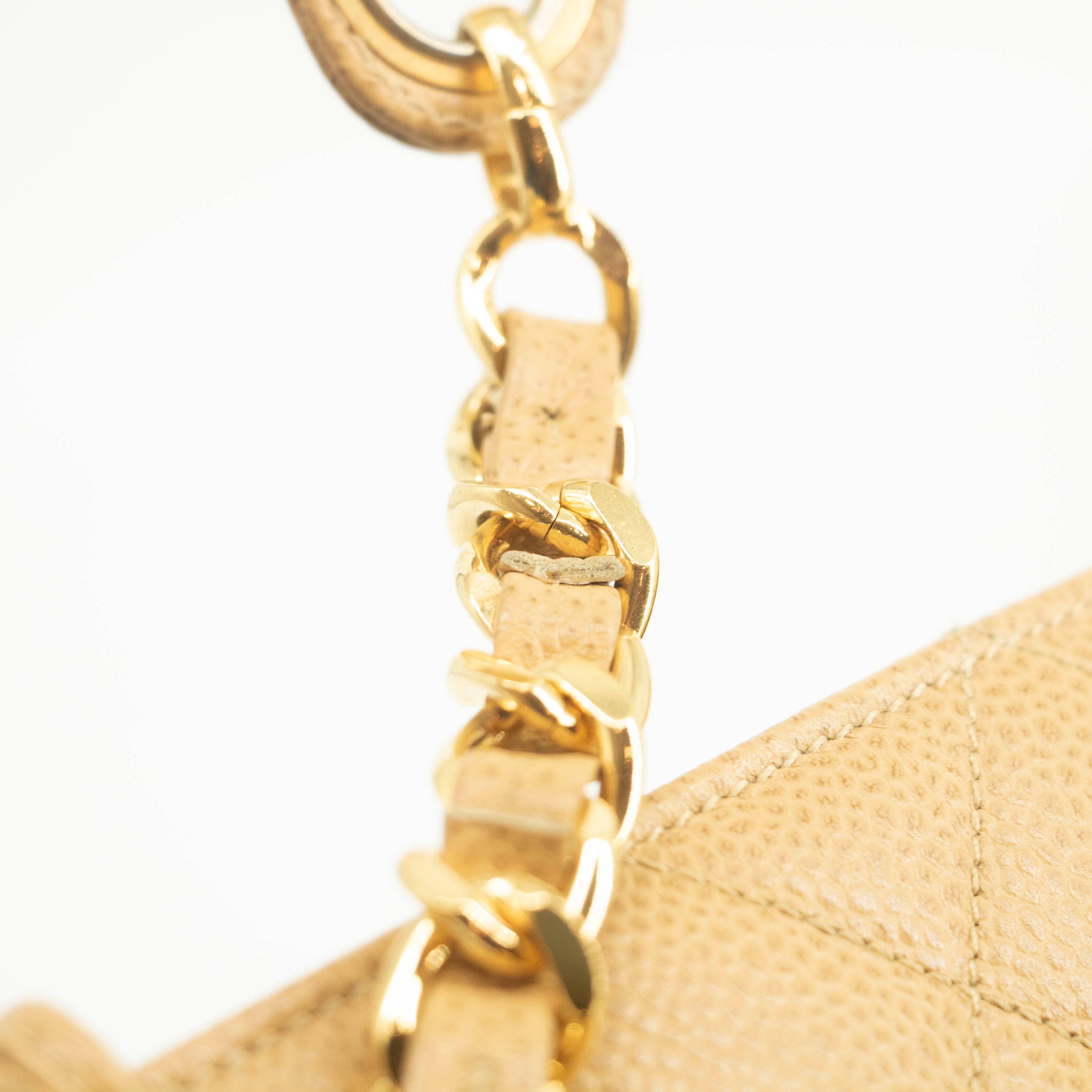 Bolt Boutique Chanel Beige Caviar Skin Quilted Matelase Shoulder Bag #3971 — back view