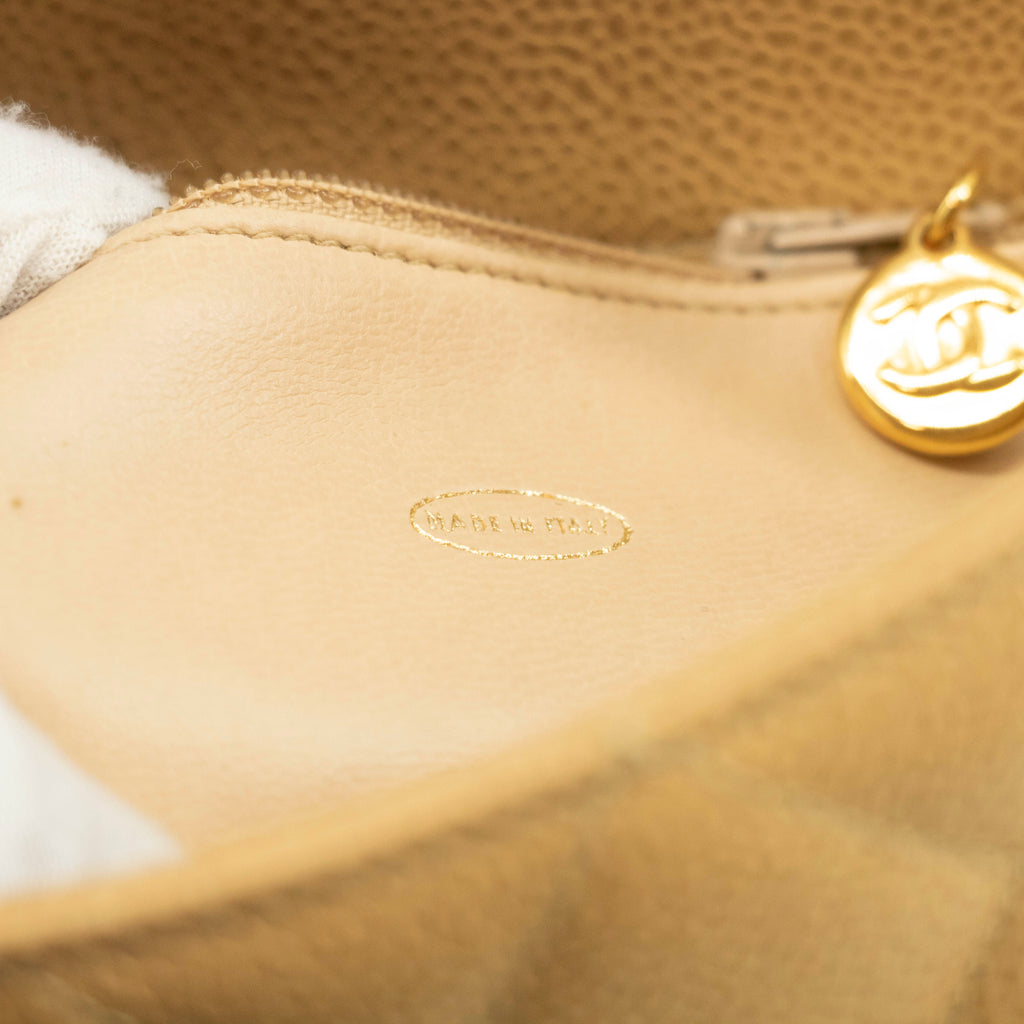 Bolt Boutique Chanel Beige Caviar Skin Quilted Matelase Shoulder Bag #3971 — in-use photo