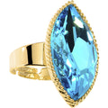 BodyCandy Gold Tone Aqua Faceted Teardrop Adjustable Ring — main product shot