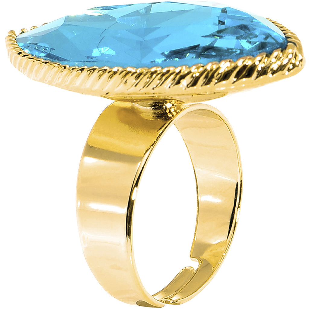 BodyCandy Gold Tone Aqua Faceted Teardrop Adjustable Ring — lifestyle context