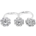 BodyCandy Trio of Gem Flowers Double Finger Ring — main product shot