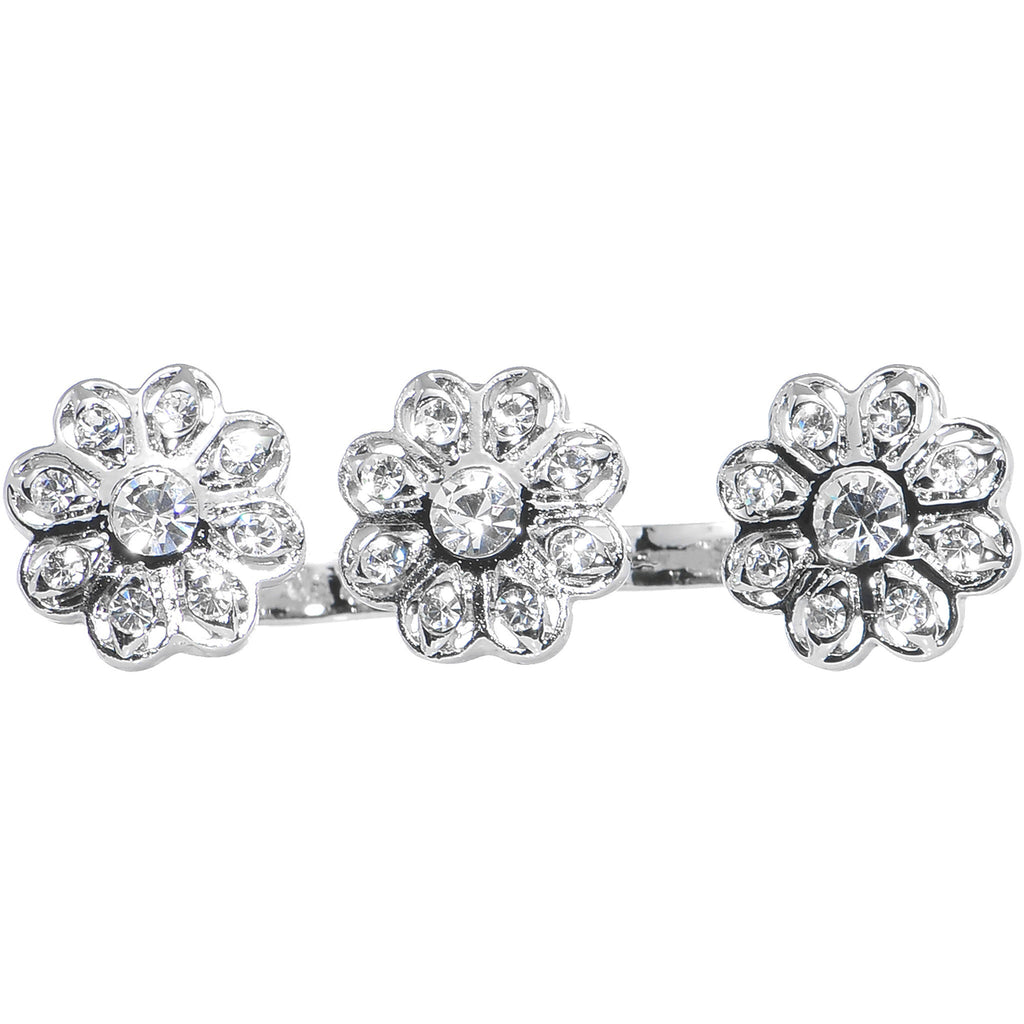 BodyCandy Trio of Gem Flowers Double Finger Ring — lifestyle context