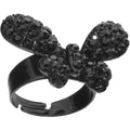 BodyCandy Black Sparkling Butterfly Adjustable Ring — main product shot