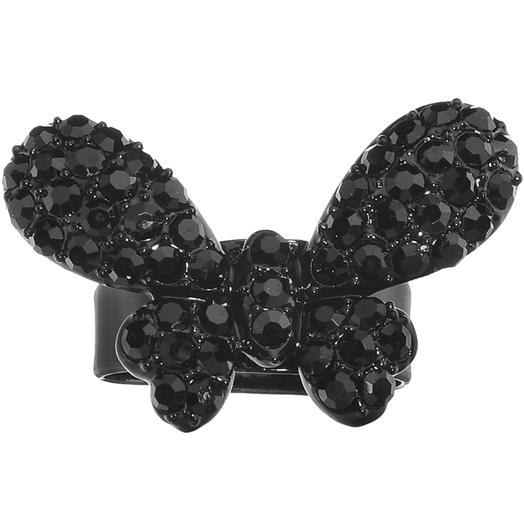 BodyCandy Black Sparkling Butterfly Adjustable Ring — detail close-up