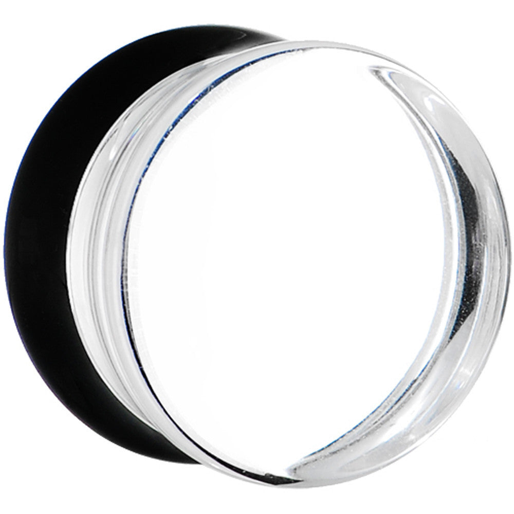 BodyCandy 28mm Clear Black Acrylic Mirror Split Saddle Plug — main product shot