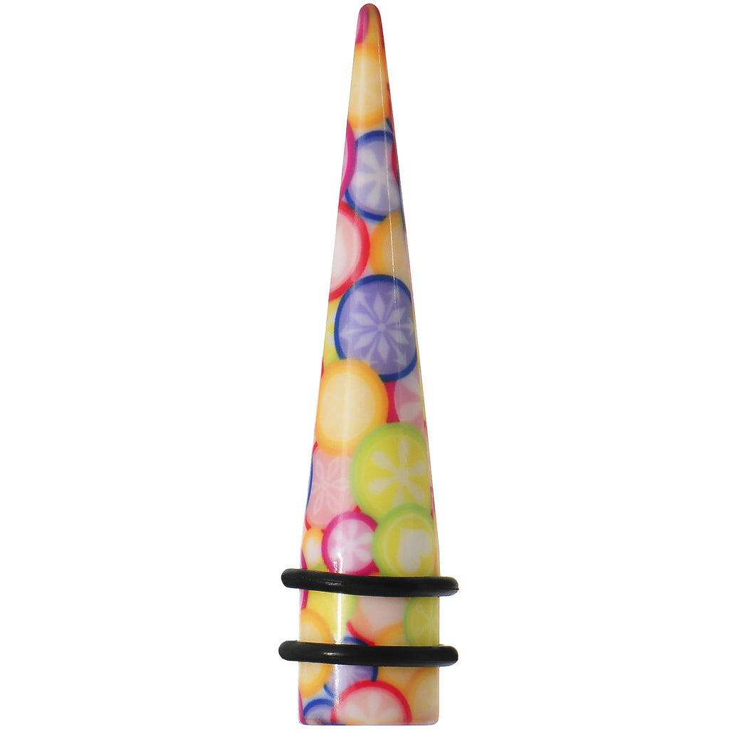 BodyCandy 1/2 Groovy Retro Flower Acrylic Taper — detail close-up