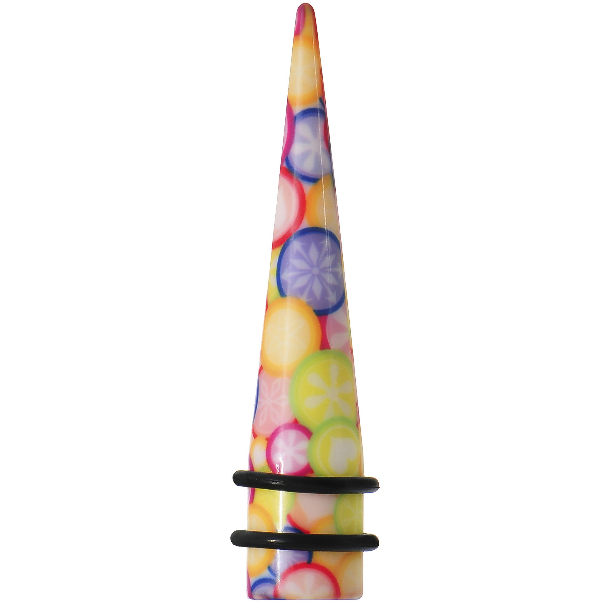BodyCandy 1/2 Groovy Retro Flower Acrylic Taper — detail close-up