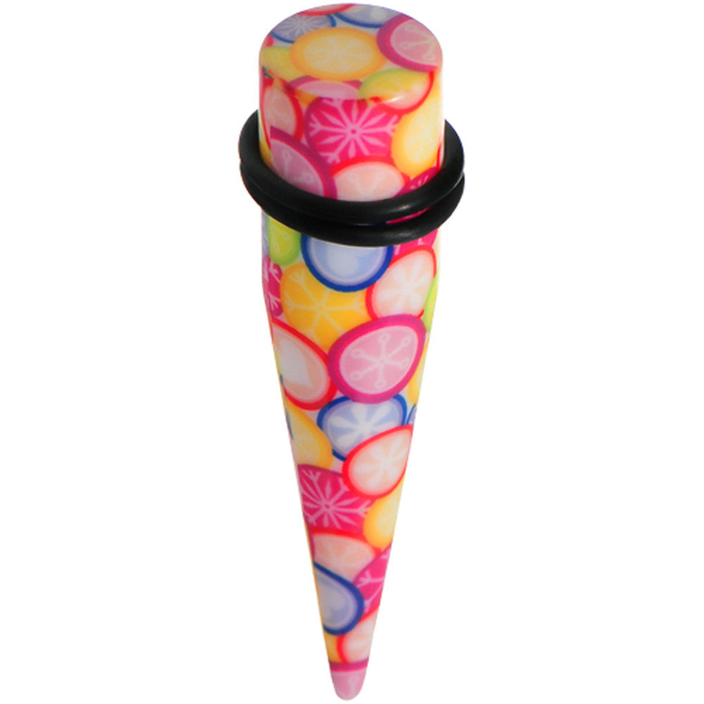 BodyCandy 9/16 Groovy Retro Flower Acrylic Taper — main product shot