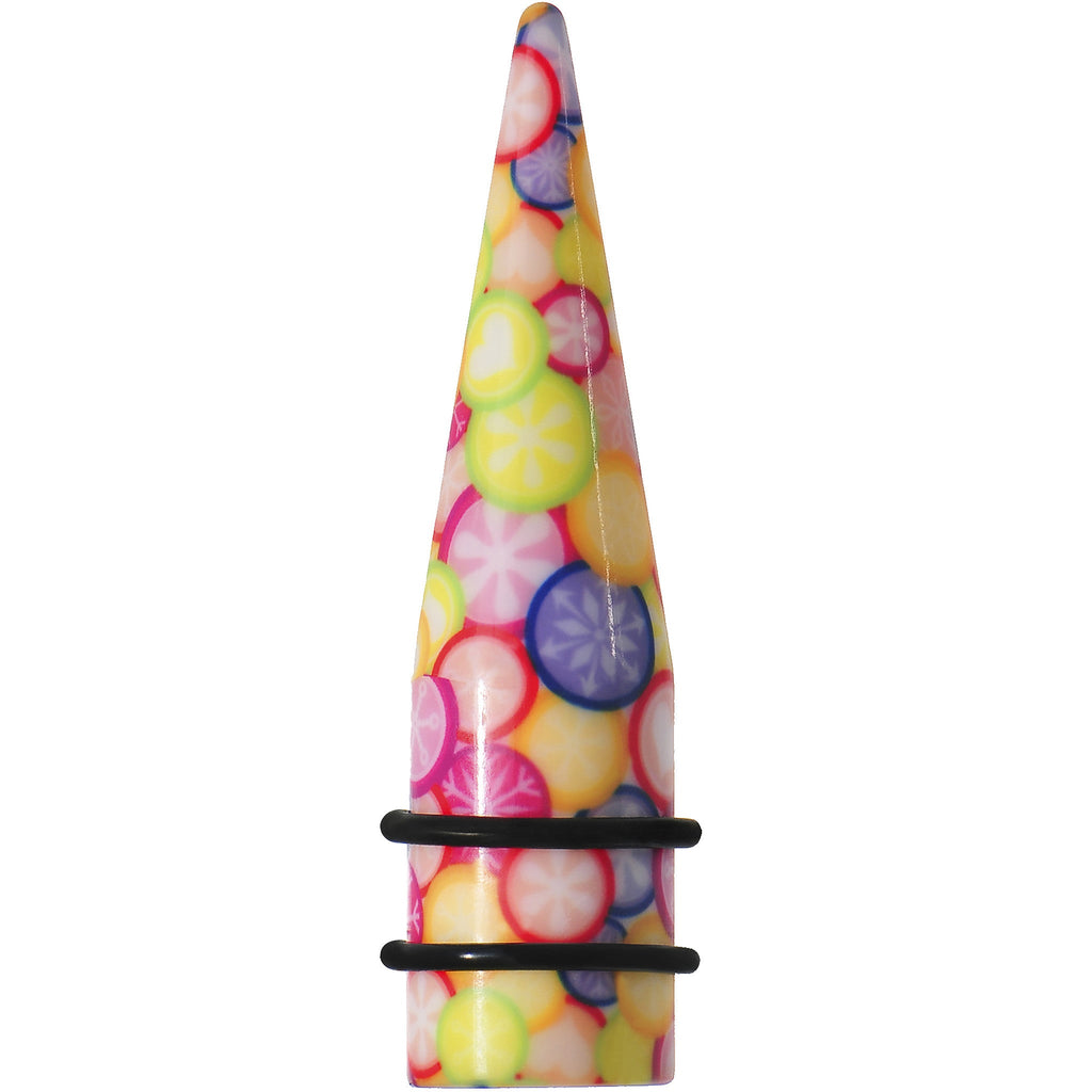 BodyCandy 5/8 Groovy Retro Flower Acrylic Taper — detail close-up
